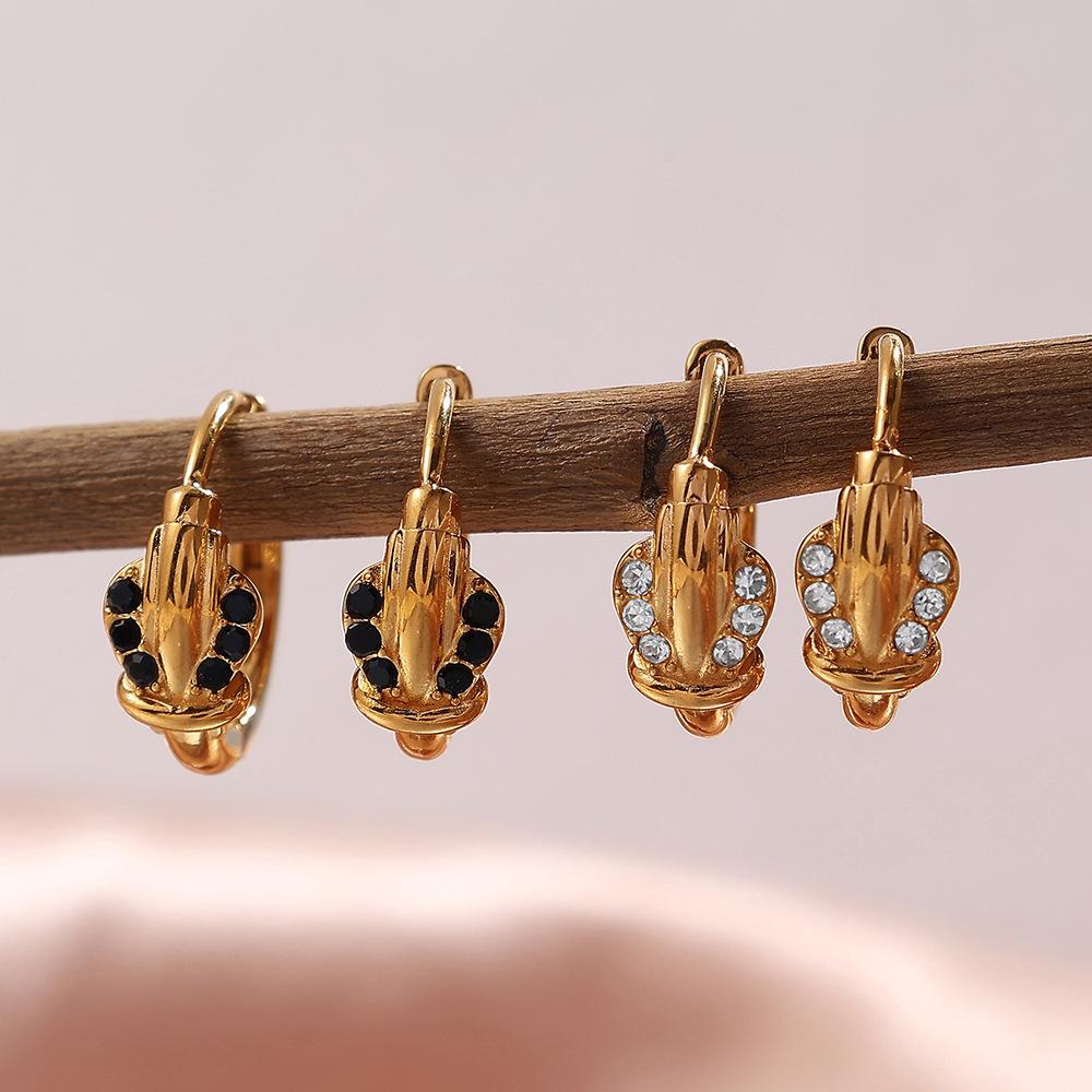 Gold-Plated Stainless Steel Crown Love Earrings Light Luxury High-End Temperament Earrings Earrings