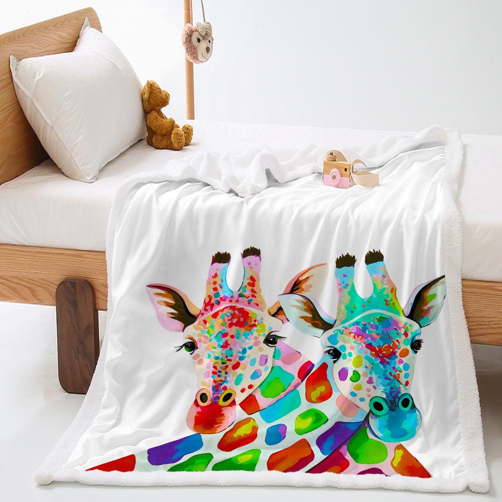 Blanket Animal Giraffe Digital Printed Lamb Fleece Crystal Fleece Blanket