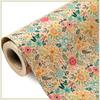 17"x9.8ft Kraft Floral Wrapping Paper Roll - Spring Summer Garden Design for Wedding, Birthday, Bridal Shower