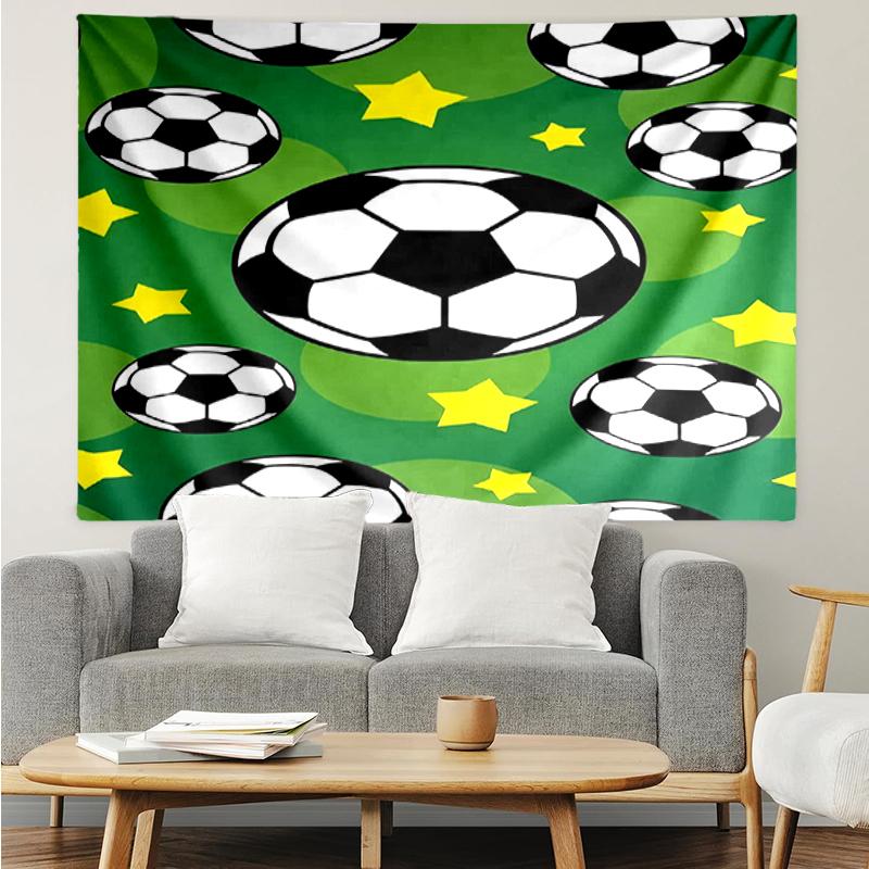 Soccer Print Tapestry, Backdrop, Easy Setup, Ideal for Bedroom, Office & Living Room, with Aesthetic Wall Hanging Decor.