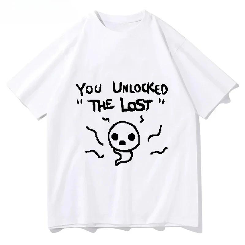 Mode Binding of Isaac You Unlocked The Lost T-Shirt Vintage Grafik T-Shirts Damen Klassisches O-Ausschnitt Kurzarm T-Shirt Kleidung