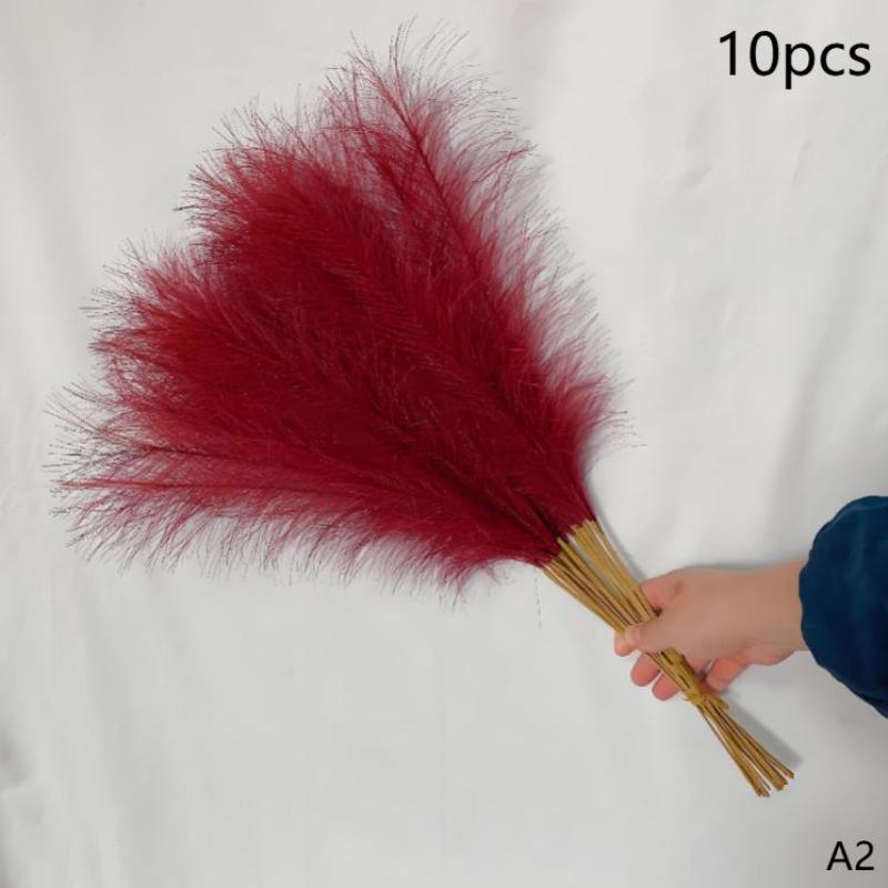 

10Pcs Artificial Pampas Grass Decoration Simulated Feather DIY Colorful Festival Decoration Reed Plant Wedding Floral Props