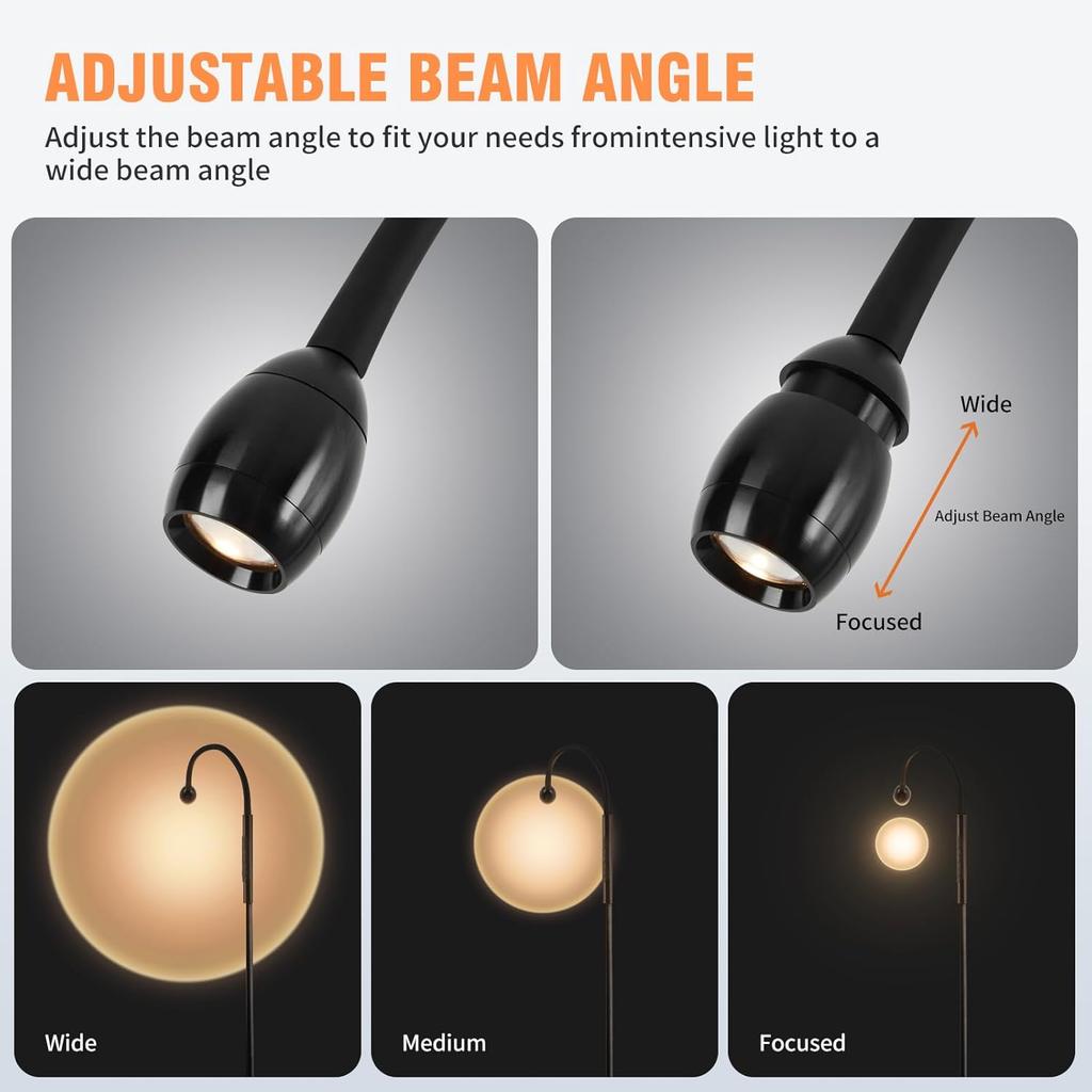 Verstellbare LED-Stehleuchte mit Schwanenhals, dimmbares schwarzes Arbeitslicht mit Fernbedienung & Timer