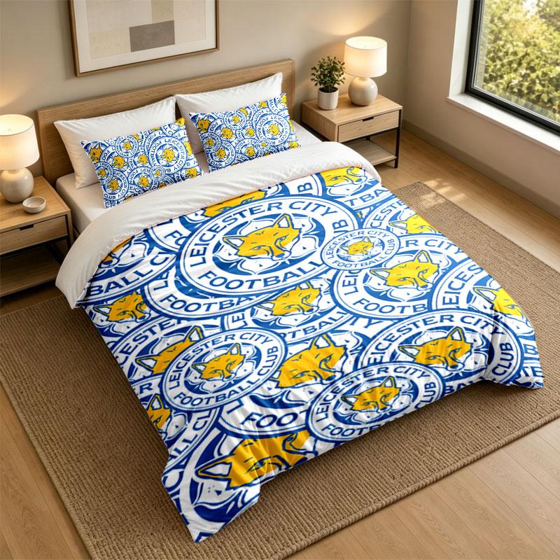 Set Biancheria da Letto 3 Pezzi Leicester City Lenzuolo Morbido e Due Federe Decorazione Camera da Letto Casa