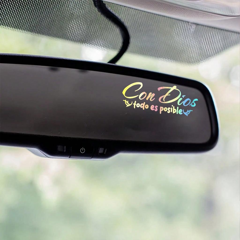 "Where There Is A God, Everything Is Possible" Rearview Mirror Stickers, Special Stickers for Rearview Mirrors - Ideal Gifts