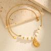 Fashion Jewelry Stainless Steel White Shell Square Conch Gold Necklace Ladies Accessories