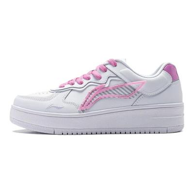 Li Ning Qi Feng Comfortable Versatile Non-Slip Low-Top Skate Shoes Women Sneaker White Pink AGCT380-3