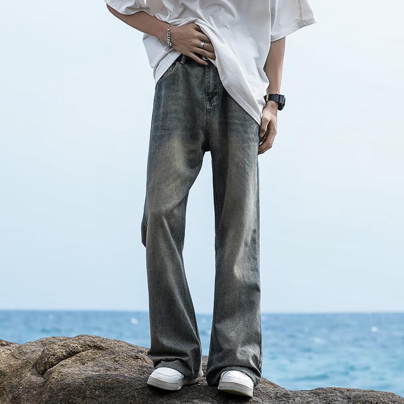 SWAMP AREA Men's High Street Bootcut Straight-Leg Jeans