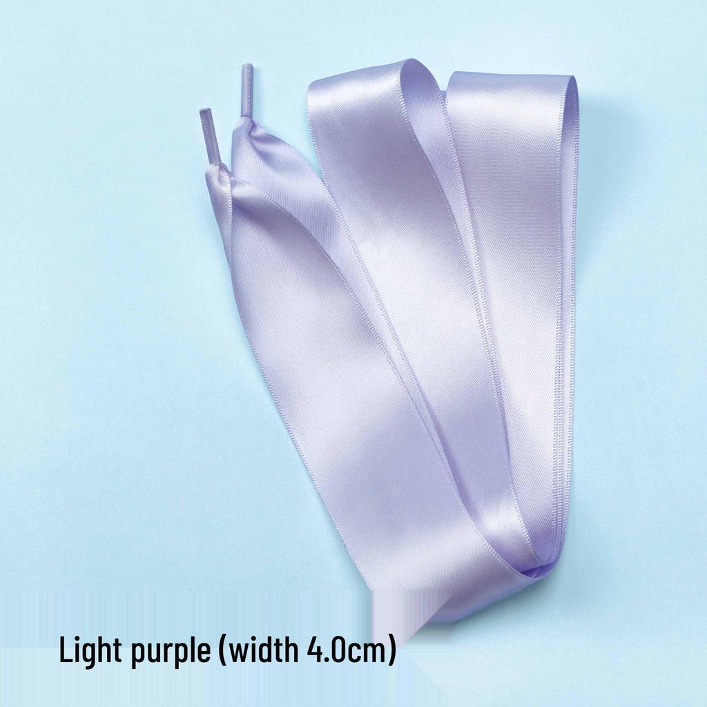 Silk Satin Ballet Bow Shoelaces, 4.0CM Double-Sided Bright White Ribbon Shoelaces