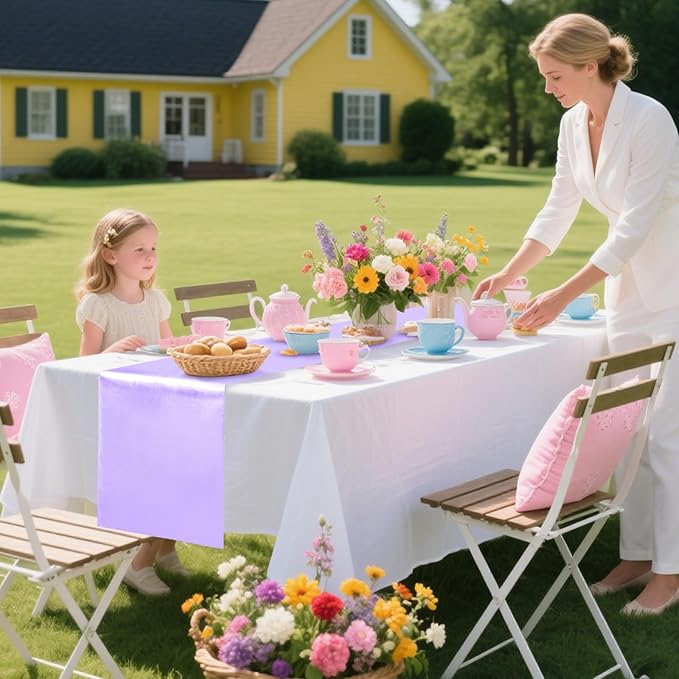 2 Pack Table Runner 12 X 108 Inch Burgundy Long Satin Silk Table Runner for Wedding Banquet Christmas Birthday Party Decoration