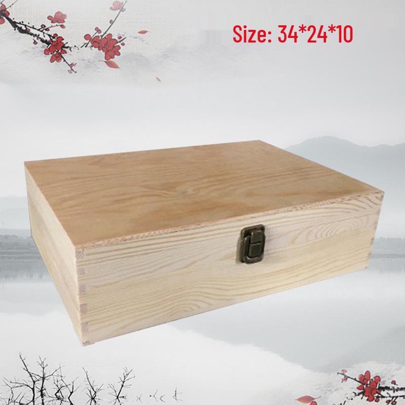 Vintage Solid Wood Rectangular Storage Box with Lid