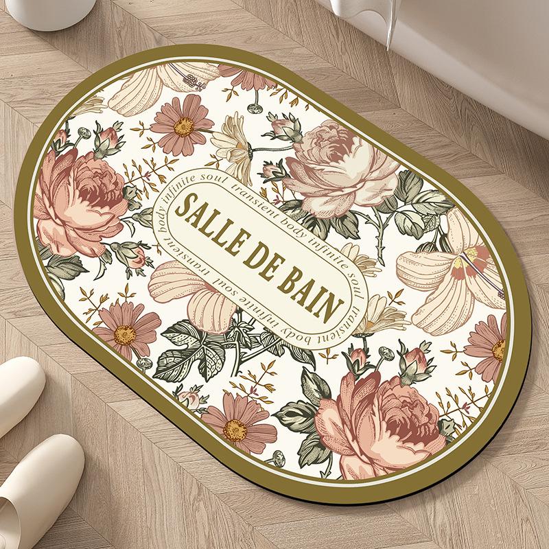 

Bathroom Non-Slip Soft Diatom Mud Floor Mat Absorbent Floor Mat Household Toilet Toilet Door Dirt-Resistant Non-Slip Floor Mat 50*80cm