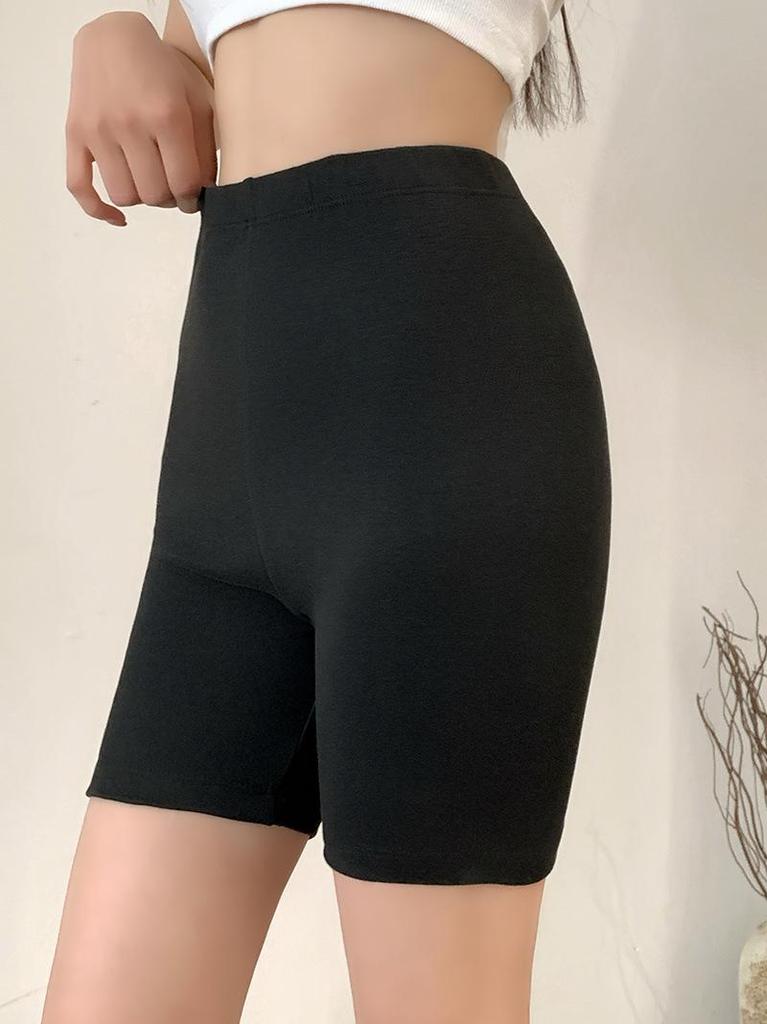 High-Waisted Seamless Women's Thermal Plush Leggings - Tummy-Control, Slimming, Fleece-Lined Wool and Silk Safety Shorts