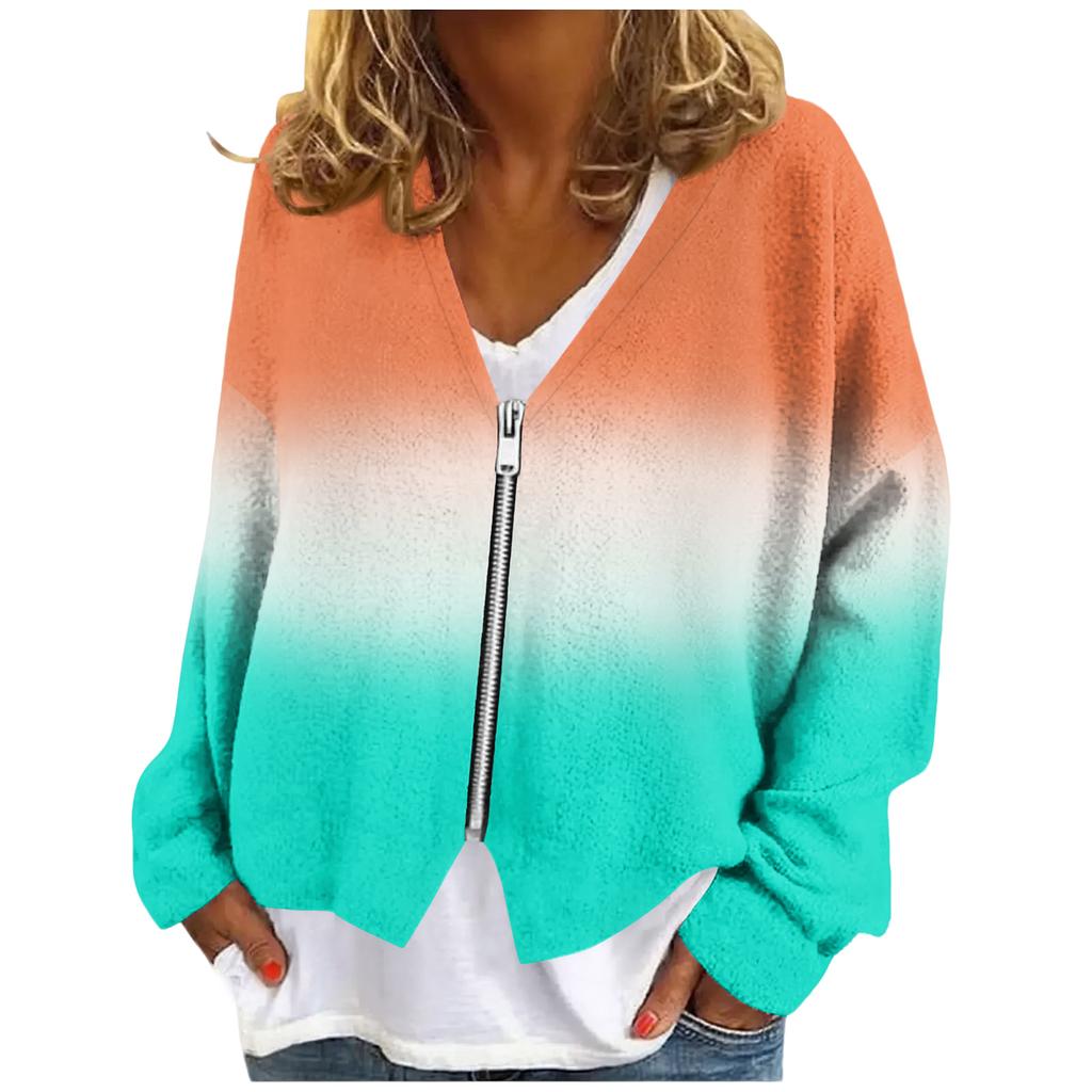 Womens Zip Up Sweaters Sweatshirts Long Sleeve Oversized Jackets Soft Casual Loose Tunic Tops