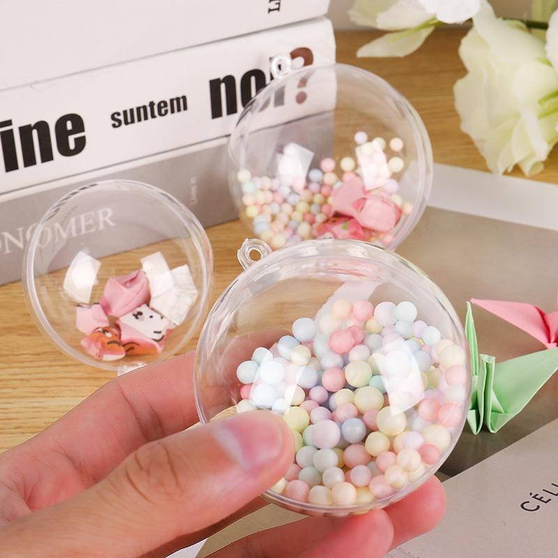1/20Pcs Fillable Transparent Hanging Balls Plastic Christmas Ornaments Hollow Decorative Hanging Balls Xmas Tree Pendant Supply