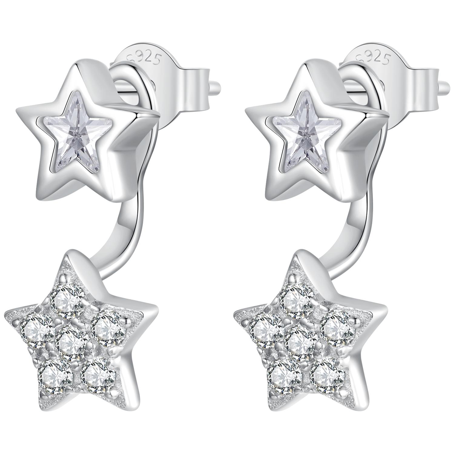 

Серьги Bamoer со звездами из белого золота, твердые гипоаллергенные серьги из стерлингового серебра 925 пробы для женщин, милые серьги-гвоздики для девочек BSE996