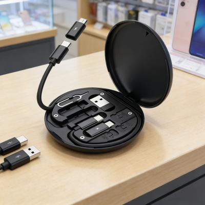 Portable Multi-functional Data Cable Storage Box, 60W Fast Charging Mobile Phone Holder, Charging Cable Set, Multi Head Adapter