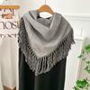 Winter scarf new fashion men's and women's knitted shawl scarf neck piercing large triangle scarf shoulder tassel shawl outside