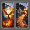 Aesthetic Phoenix Fire Feather Pattern Tempered Glass Phone Case for Samsung Galaxy S25 Ultra S24 S23 Plus S22 S21 S20 FE Cover