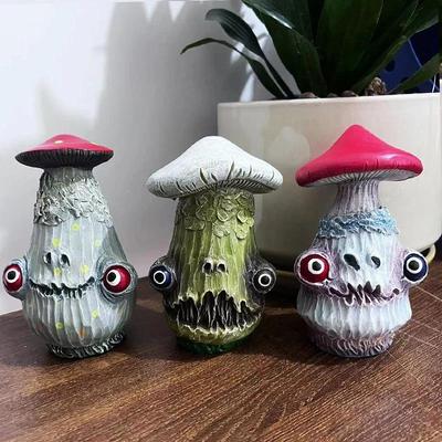 Nuova Scultura Creativa di Teschio Fungo di Halloween Mostro Artigianato in Resina Decorazioni per Casa Giardino Decorazioni da Tavolo per Ufficio