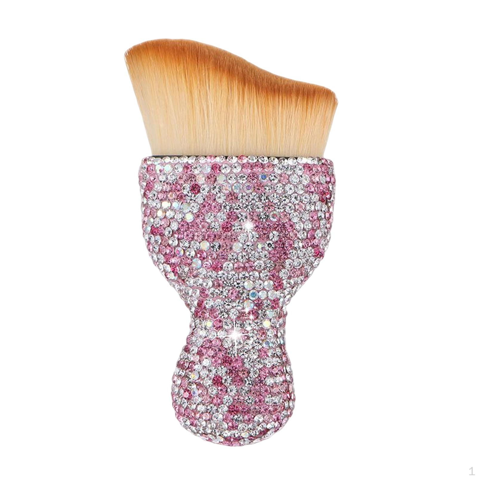 Car Interior Dust Brush Rhinestone Handle Nanofiber Removal Curved Design Auto Cleaning розовый