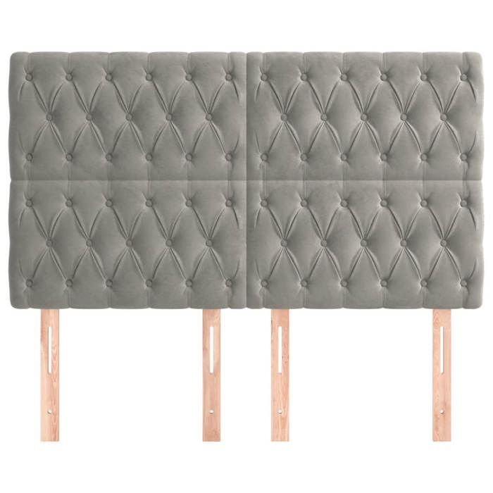 Tête de lit - Maison Exclusive - Velours gris clair - 144 x 7 x 118/128 cm - Hauteur réglable