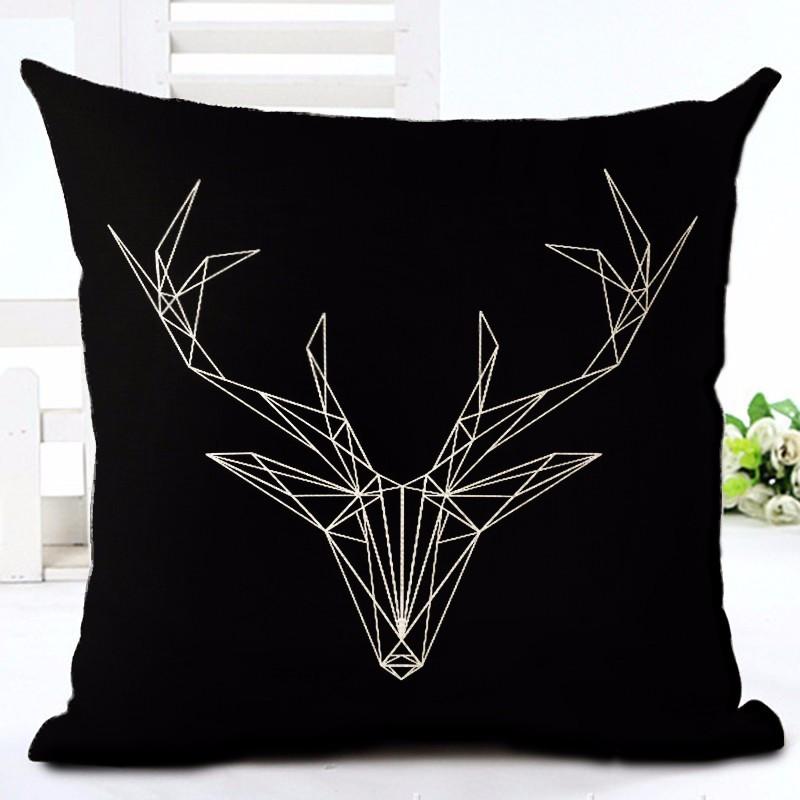 Black and White Letters and Line Printing Cushion Covers For Sofa Cotton Linen Decorative Pillow Case 45*45cm Cojines