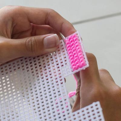 Handbag Accessories Plastic Bag Mesh Grid White Blank Mesh Canvas Bag Sheets Acrylic Yarn Crafting Knit