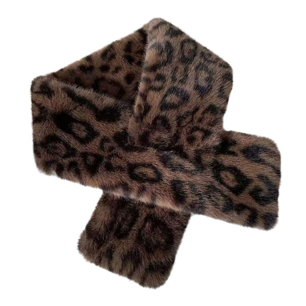 Multifunctional Leopard Print Faux Furs Scarf Autumn Winter Winter Neck Warmer Plush Comfortable  Fashion Statement