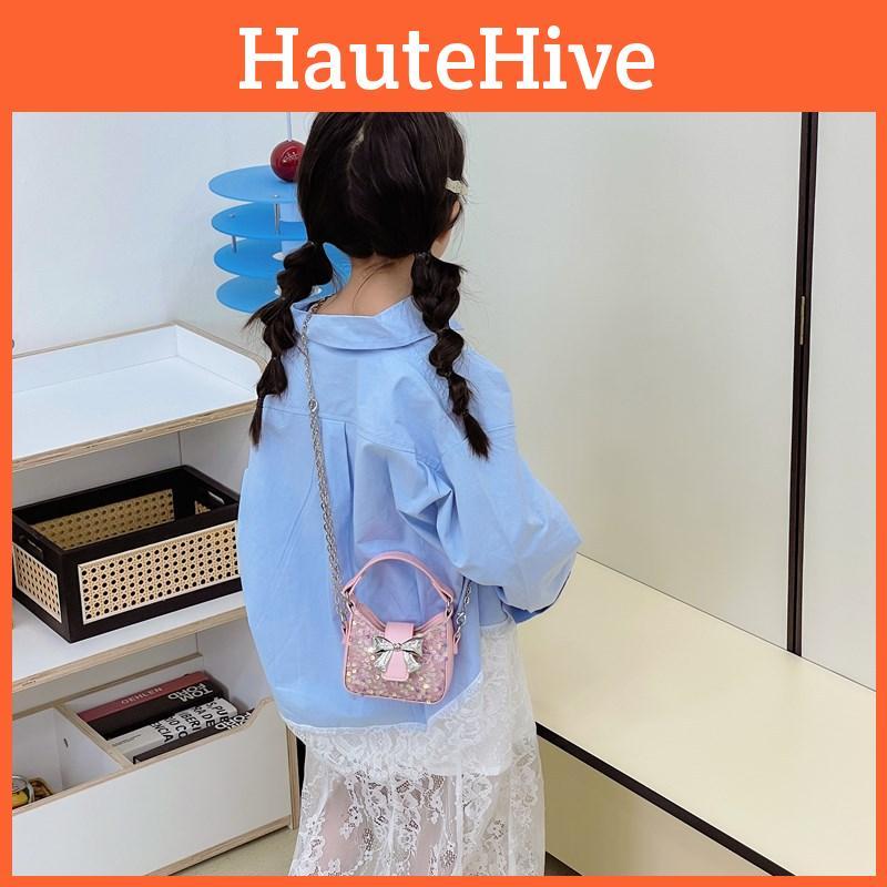 Toddler Girl Sweet Sequin Chain Purse With Breathable Polyester Lining For Daily Outings