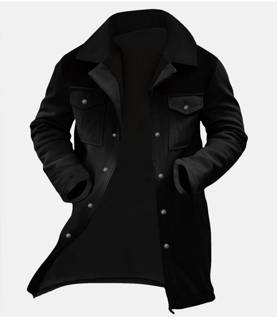 Men's 2026 Autumn/Winter Suede Patchwork Jacket with Multi-Pocket Zipper