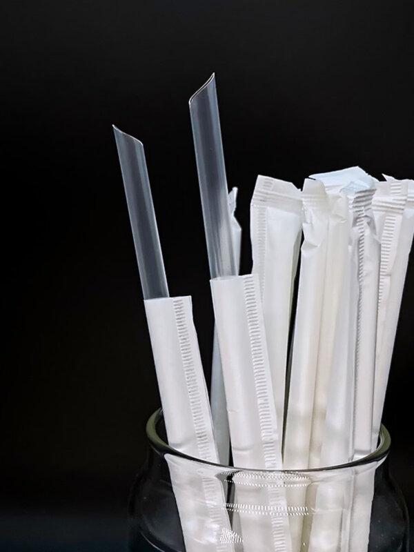 ZISIZ 1000-Count Individually Kraft Paper Wrapped Disposable Plastic Straws