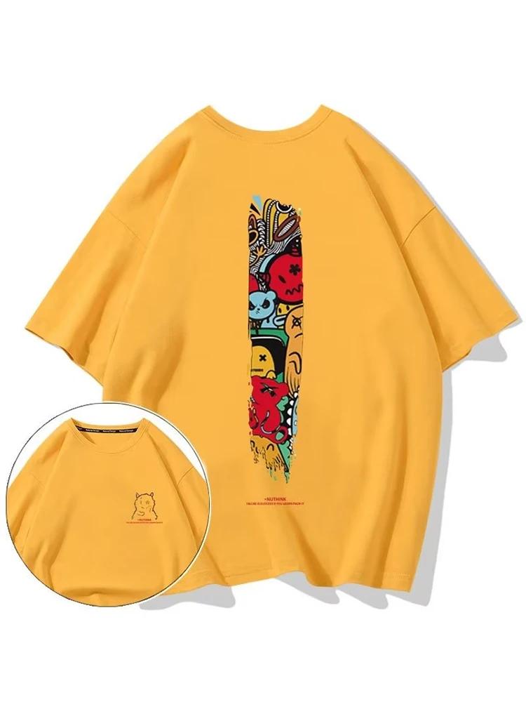 Devil Funny Graffiti Short-sleeved T-shirt Hip Hop Fashion Aesthetic Tshirt Anime Men T-shirts 2022 Summer Harajuku Clothes