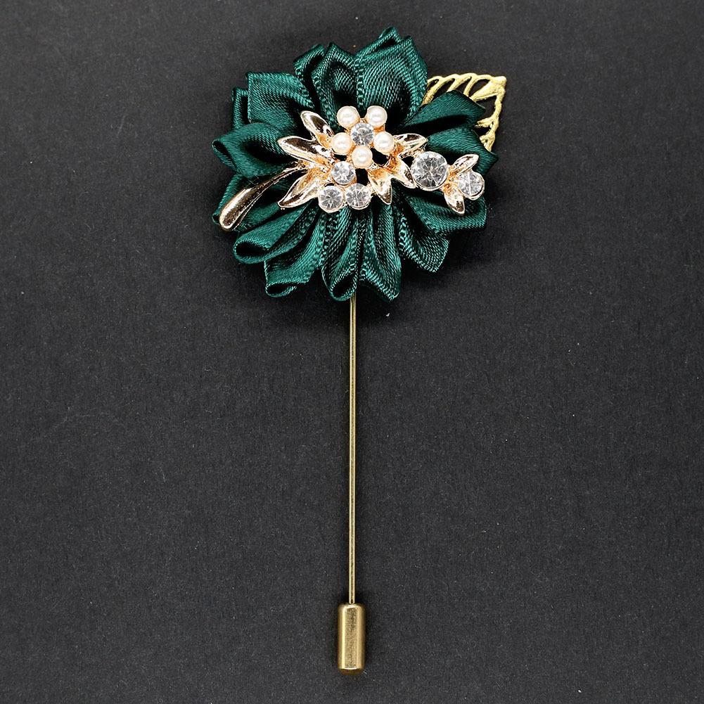 Luxury Crystal Pearl Groomsmen Boutonniere Wedding Corsage Men Brooch Pin Red Burgundy Flower Groom Bridal Boutonnieres