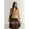 Mixiu Women's V-Neck Ribbon Trim Knit Pullover