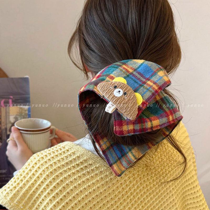 Herbst/Winter 2024 Buntes Karomuster Hohelastisches Haargummi für Damen