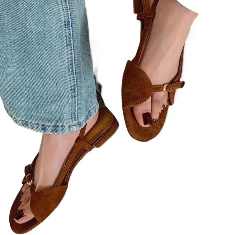 Fashion 2025 Summer New Women's Sandals Fashion Buckle Strap Round Toe Flat Heel Sandal Outdoor Casual Daily Wear Shallow Hot Sale Shoes