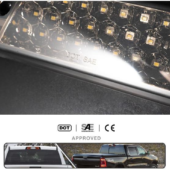 Red LED Third Brake Light for Dodge Ram 1500 2019 2020 2021 2022 2023 2024 3rd Red Brake Lights Rear Center High Mount Stop Lamp White Roof Cargo