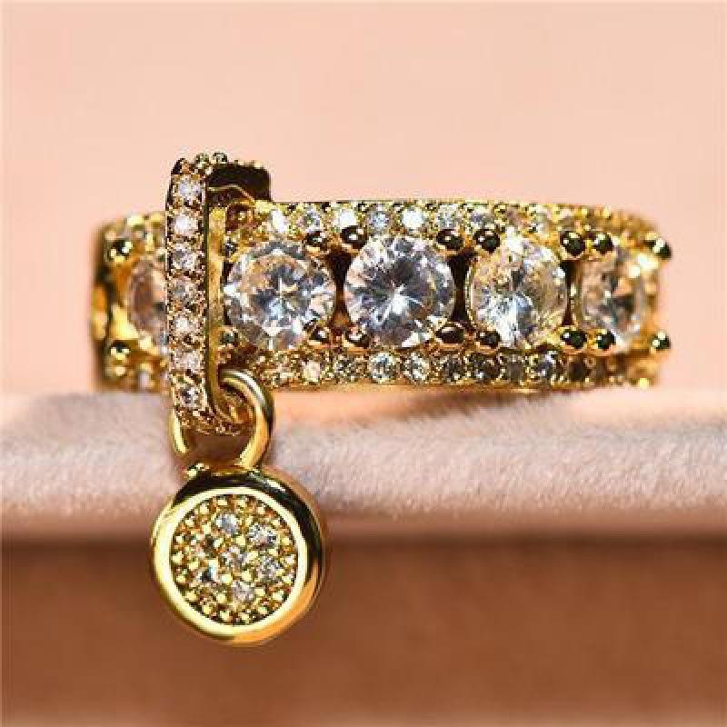

Eryun wish European and American disc inlaid zircon ring simple personality engagement ring woman no. 12