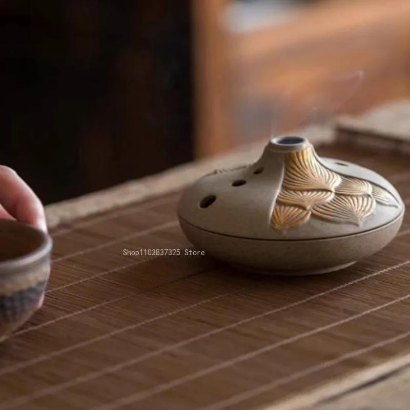 Hand-painted Ceramic Incense Burner Indoor Incense Coil Stove/tea Room/Yoga Meditation/Soothing Purification Aromatherapy Tool