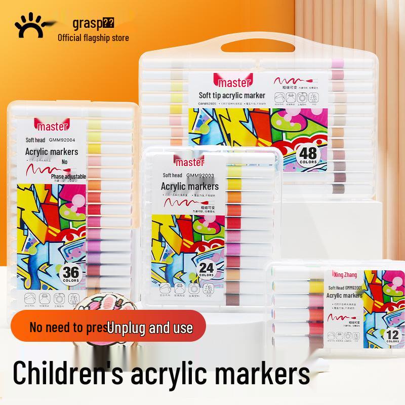 Schnelltrocknende Acryl-Marker mit weicher Spitze für das DIY-Graffiti von Kindern auf Schuhen und Kleidung