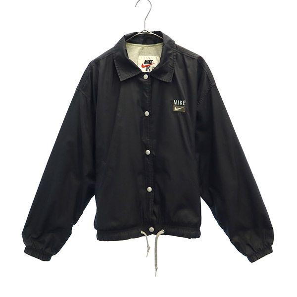 

NIKE 90s White tag One point embroidery Nylon Coach jacket M black Women Used