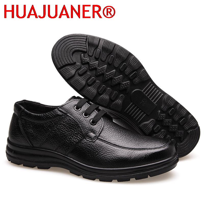 New High Quality Genuine Leather Shoes Men Flats Fashion Men's Casual Shoes Brand Man Soft Comfortable Lace Up Black