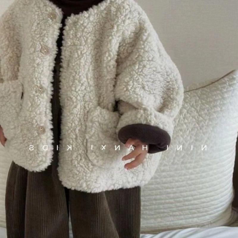Baby Autumn and Winter Thick Coat, Boys' Versatile Lamb Wool Winter Clothes, Girls' Velvet Top, Children's Clothing