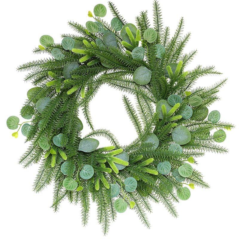 Hand Soft Glue 60cm Norfolk Pine Wreath Wall Hanging Summer Festival Decoration Closet Pendant Simulation Leaf
