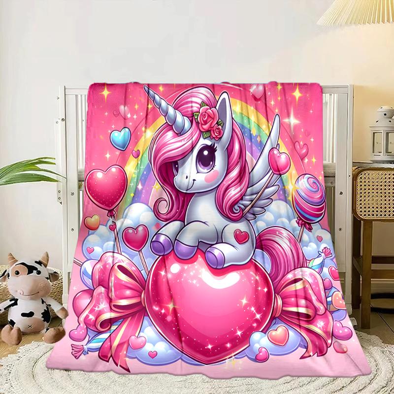Rainbow Unicorns Garden Blanket Flannel Blanket for bed, sofa, Camping, Hiking, Picnic Essentials, gift for family Fan gifts