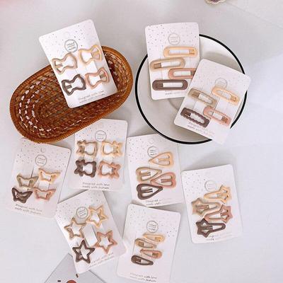 4pcs/bag New Beige Barrettes for Kids Girl Fashion Lovely Milk Tea Color Hairclip for Children Girl Gift Hair Accessories