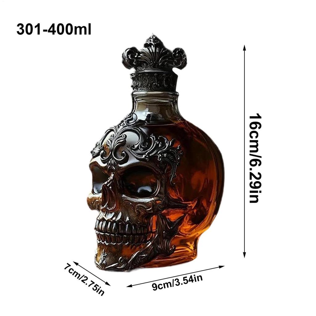 Halloween Decorations Skull Decanter Skull Shaped Whiskey Decanter Bottle Handcrafted Gothic Glass Bottle for Home Bar Halloween