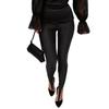 Euro-Amerikanische High-Waist Glitzer-Leggings mit silbernem Glitzer-Bund