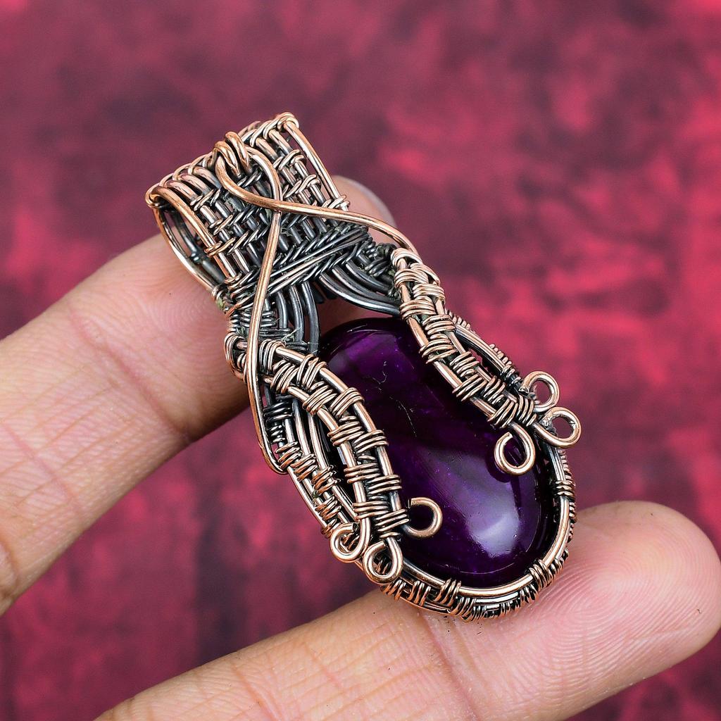 Purple Fire Labradorite Pendant Copper Wire Wrapped Jewelry Handmade Unique Pendant Gemstone Jewelry Copper Wire Wrap Pendant Gifts for Wife